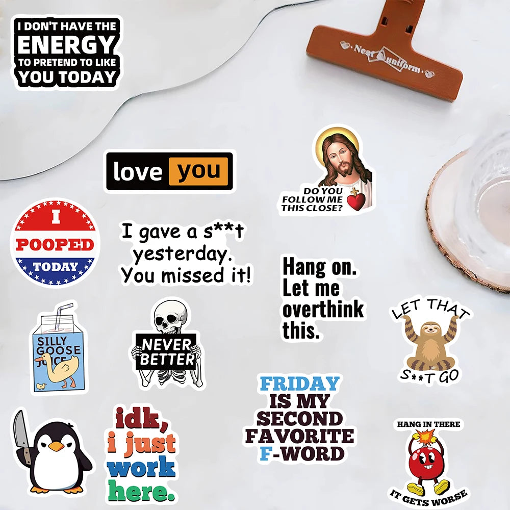 50PCS Prank Meme Stickers Harajuku Decals DIY Fashion Graffiti Decals Luggage Notebook Bike Gift Phone Suitcase Sticker