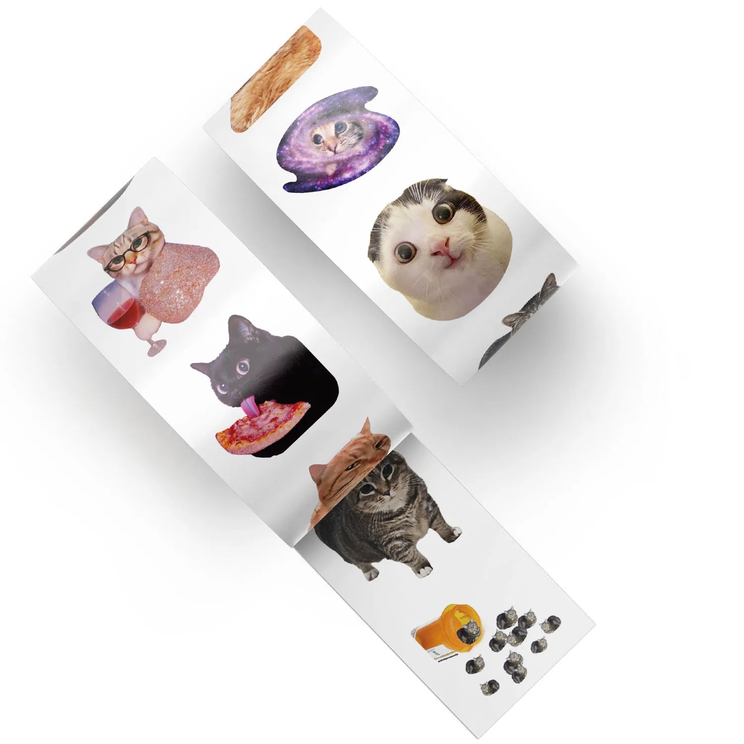 500PCS/Roll Adhesive Tape Cartoon Cute Cat Decoration Letter Seal Children Stationery Notebook Reward Sticker