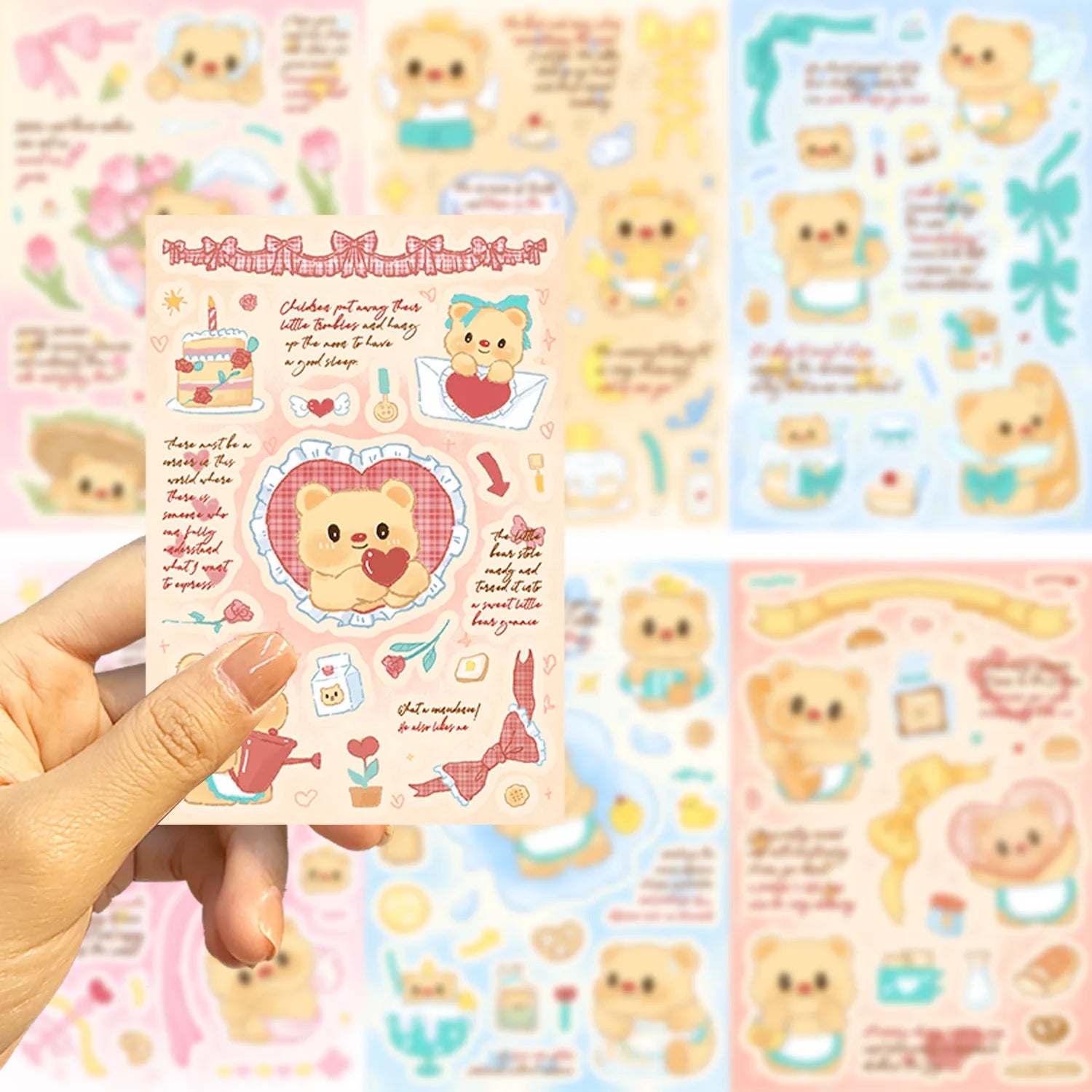 8/16PCS INS Style Butter Bear Puzzle Stickers Waterproof Diary Notebook Stationery School Supplies DIY Decorative Stickers