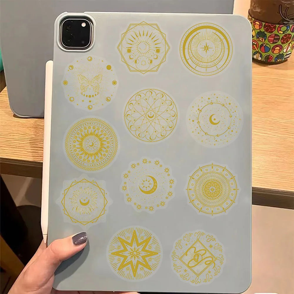 50PCS Magic Moon&Sun Decorative Stickers, Computer Scrapbook, Refrigerator, Phone Case, Toy, Hot Stamping Stickers