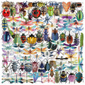 100PCS Colorful Cartoon Insect Dragonfly Stickers DIY Decoration Water Bottles Phone Children Notebook Transparent PET Sticker