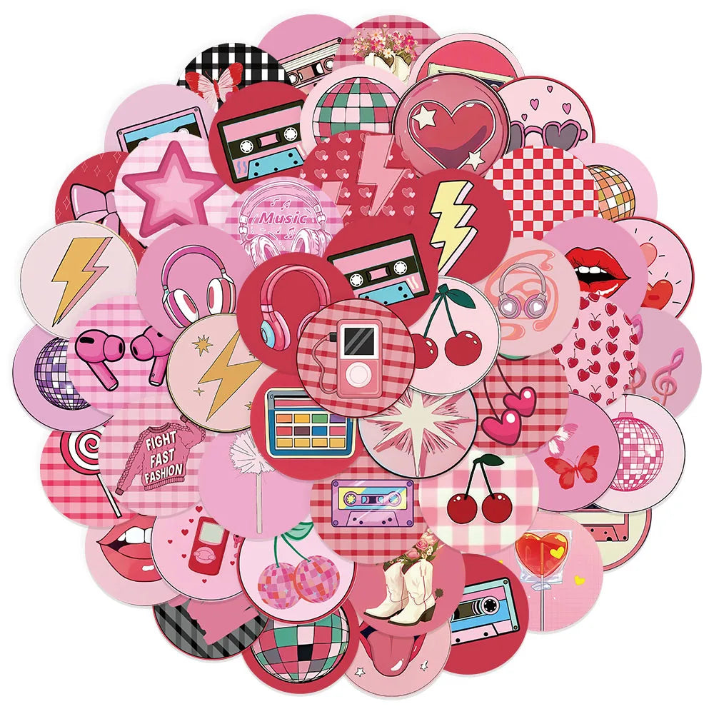 50PCS Instagram Highlight Cover Graffiti Circular Sticker Manual Clip Thin Water Cup Computer Skateboard Decoration Stickers