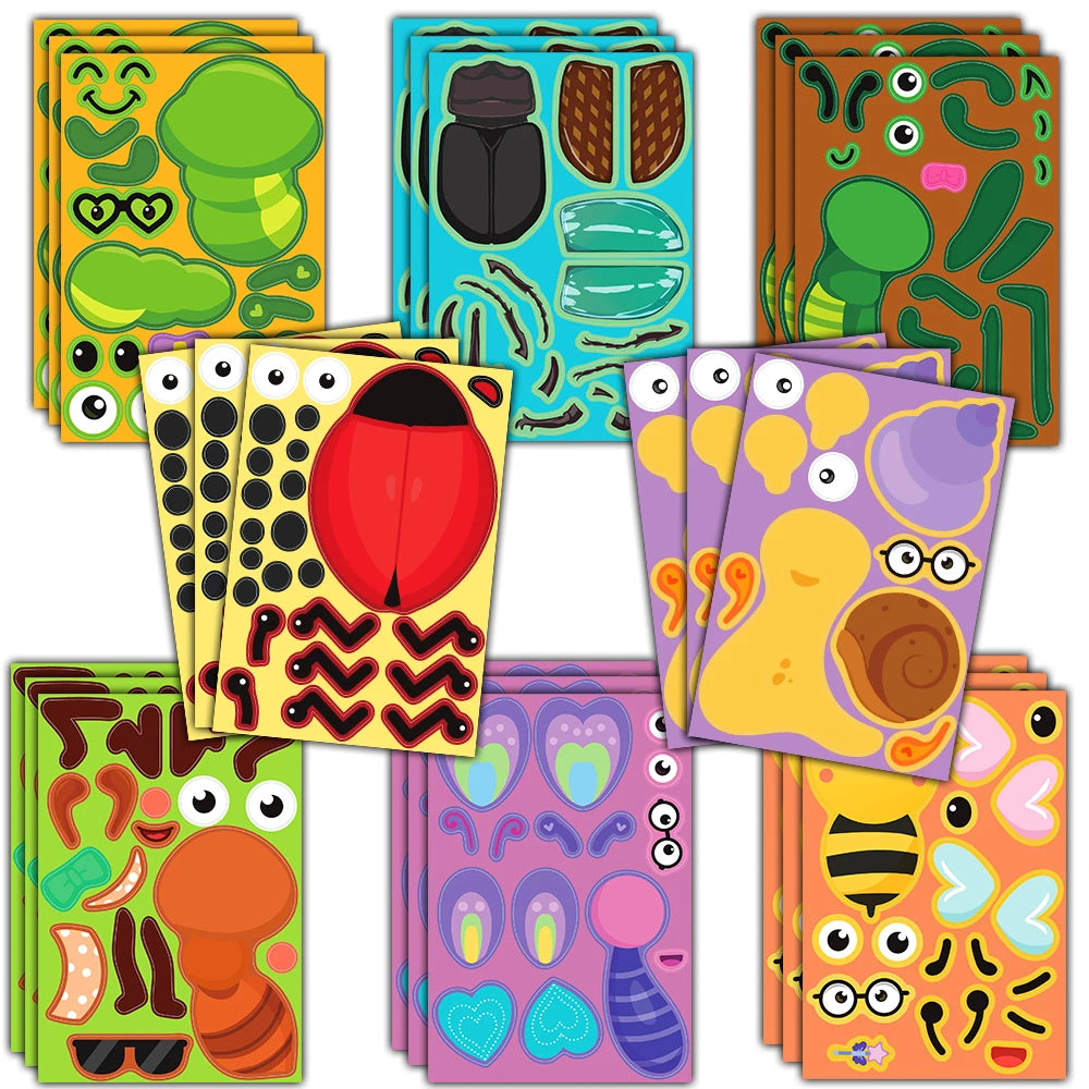 8PCS Insect Collage Stickers Nostalgia Laptop Coffee Retro Scrapbook Cartoon Phone Cool Car Luggage Exquisite Graffiti Decals