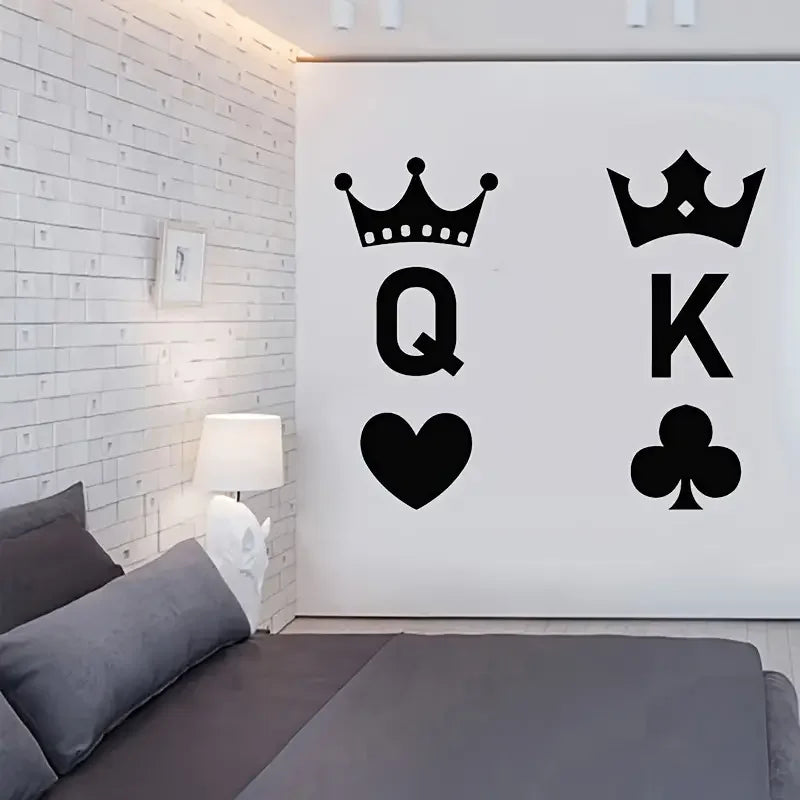 1pc Creative Wall Sticker, Poker King And Queen Pattern Self-Adhesive Wall Stickers, Bedroom Entryway Living Room Porch Home Dec