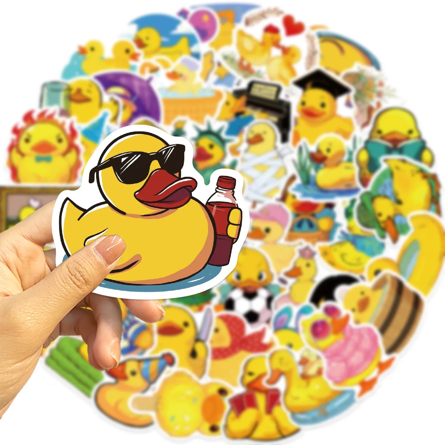 50 Pcs Yellow Duck Stickers Cute Duck Stickers Gifts for Water Bottles, Duck Vinyls Stickers Decal Waterproof Bottles Sticker