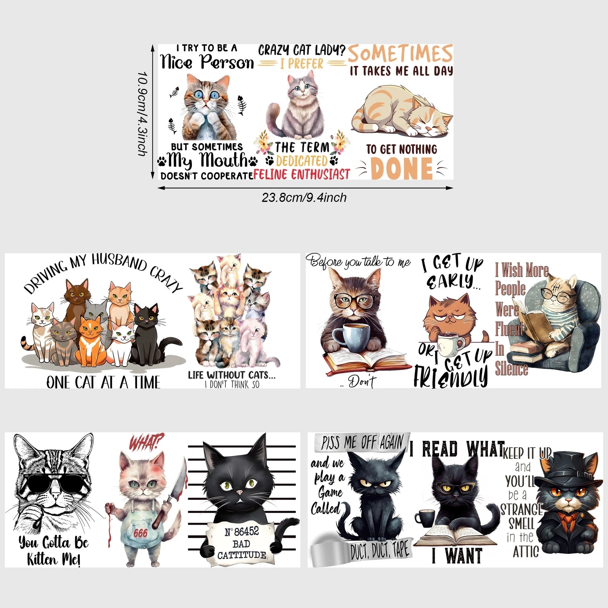 5 Sheet Animal UV DTF Cup Stickers, DTF Friction Transfer Stickers, Waterproof Cartoon Transfer Stickers for 16 Ounces Glass Cup
