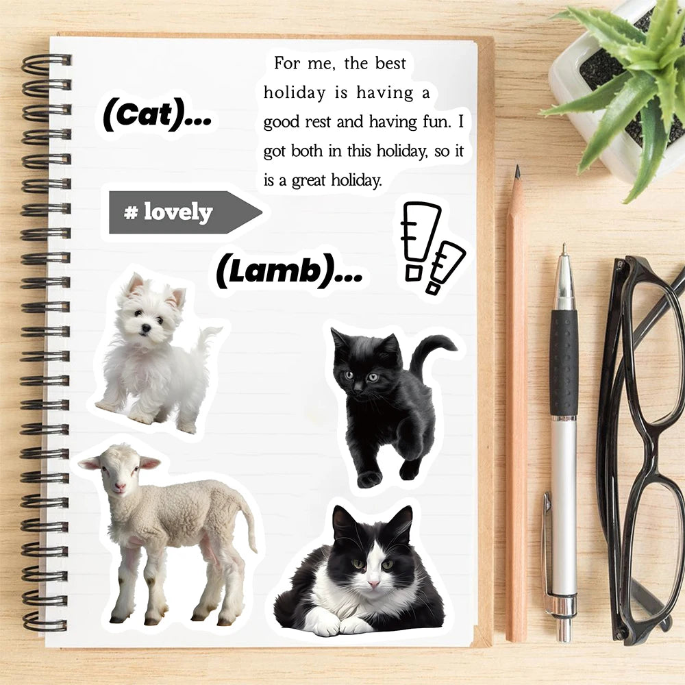 8/16PCS Black White Holiday Collage Stickers Harajuku Laptop Luggage Coffee Retro Skateboards Bicycle Phone Exquisite Sticker