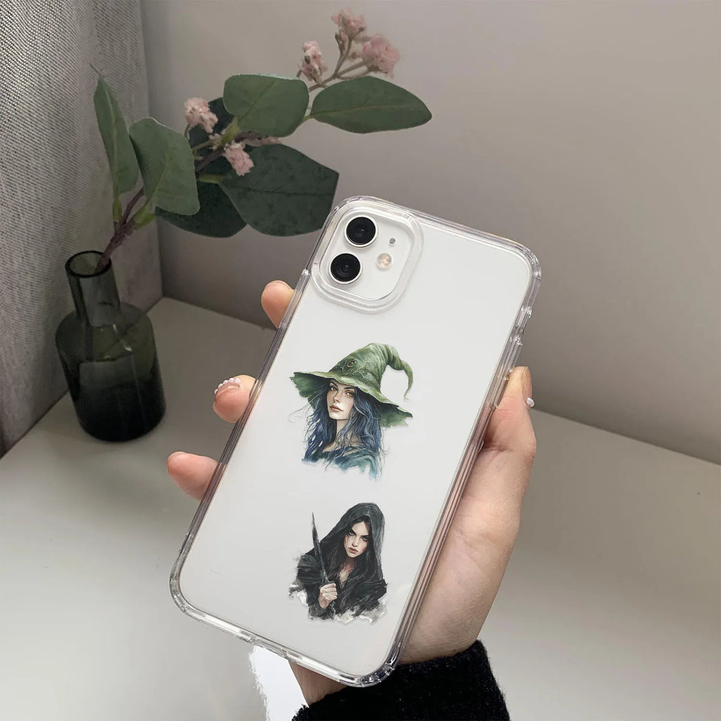 100PCS Black Retro Magic Forest Witch Series Stickers DIY Decorative Flat Transparent Stickers