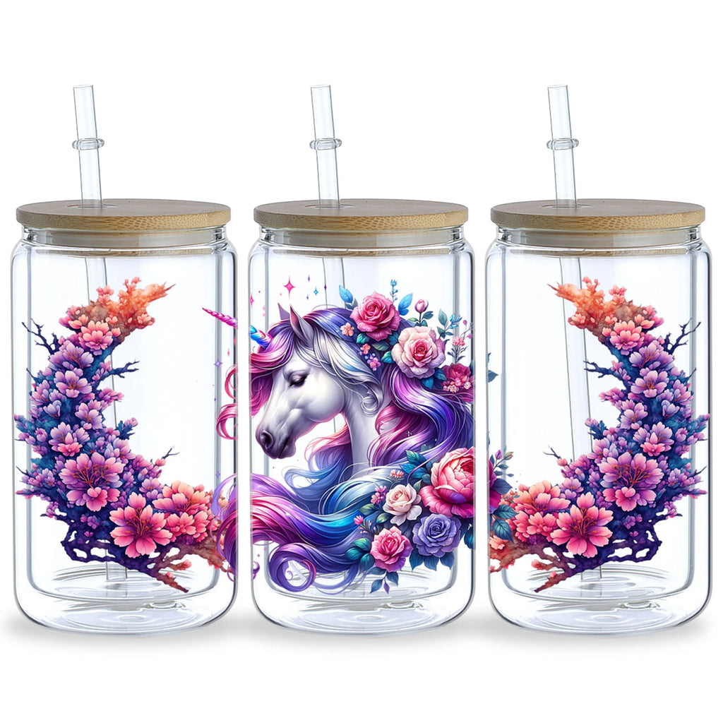 5 sheet Unicorn UV DTF Cup Stickers, DTF Transfer Stickers, Waterproof Wipe Transfer Paper for 16oz Glass, Mug, Craft, Furniture