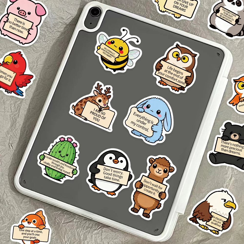 50PCS Funny Emotional Support 2 Graffiti Stickers Fun Cartoon Animal DIY Manual Label Brochure Laptop Tablet Stickers