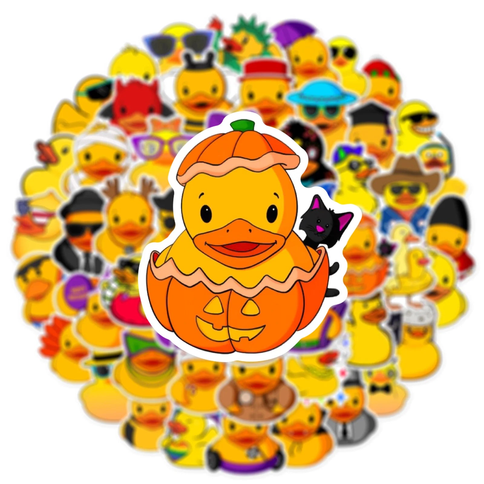 50pcs Duck Stickers,Cute Yellow Duck for Water Bottles,Duck Helmet Stickers