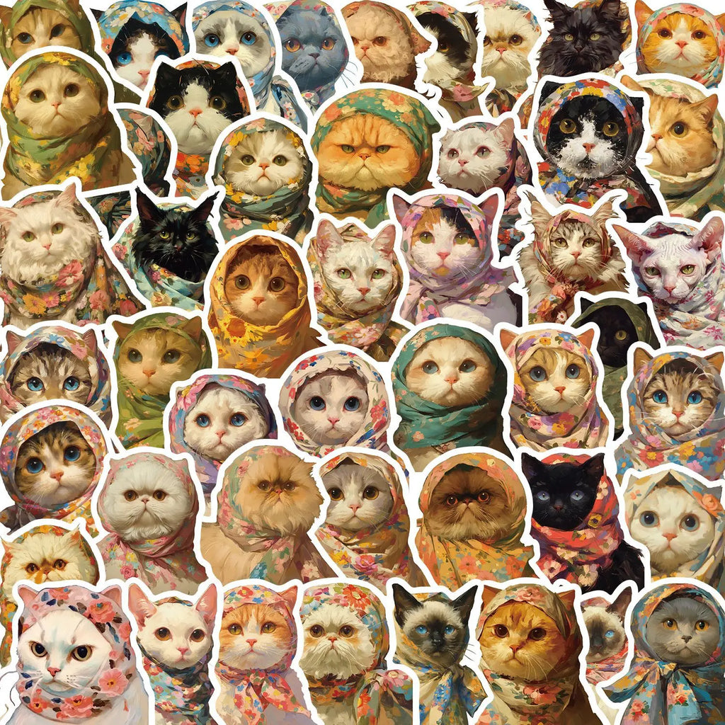 50/100PCS Cute Cartoon Headbands Cat Graffiti Stickers Guitar Notebook Luggage DIY Waterproof Stationery Stickers