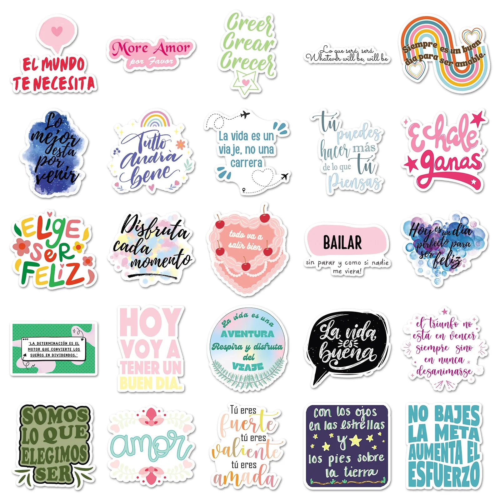 50/100PCS Inspirational Spanish Graffiti Stickers Text Phrases Decoration Phone Water Cup Stationery Notebook Stickers