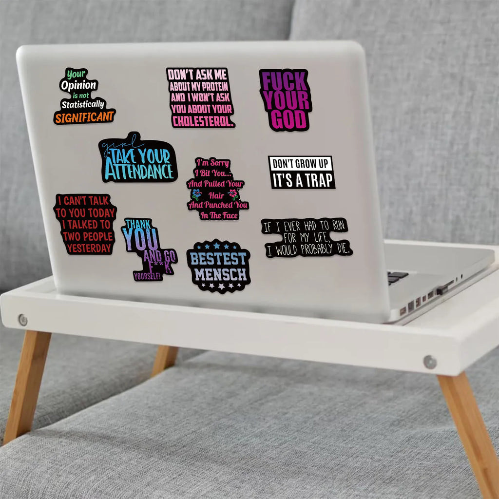 55/110Pcs Cartoon Ironic Quote Doodle Stickers for Guitar Notebook Suitcase Stationery Box Helmet Skateboard Reward Decals