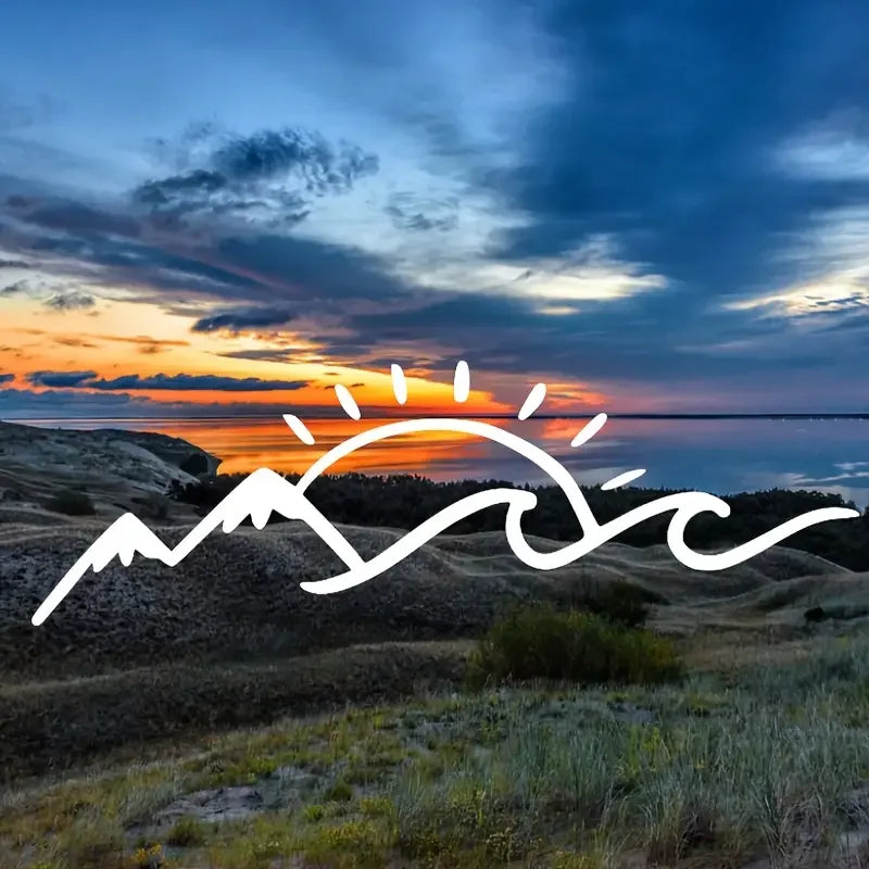 Sun Mountain Slope Vinyl Decal Mountain Sea And Sun Lover Stickers Vinyl Creative Fun Car Stickers, Motorcycles, Trucks, Laptops
