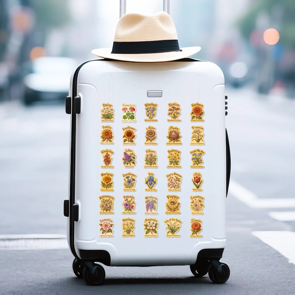 50/100 Pcs Vintage Floral Kraft Paper Style Stickers Aesthetic Waterproof DIY for Phone Suitcase Scrapbook Laptop Creative Decal