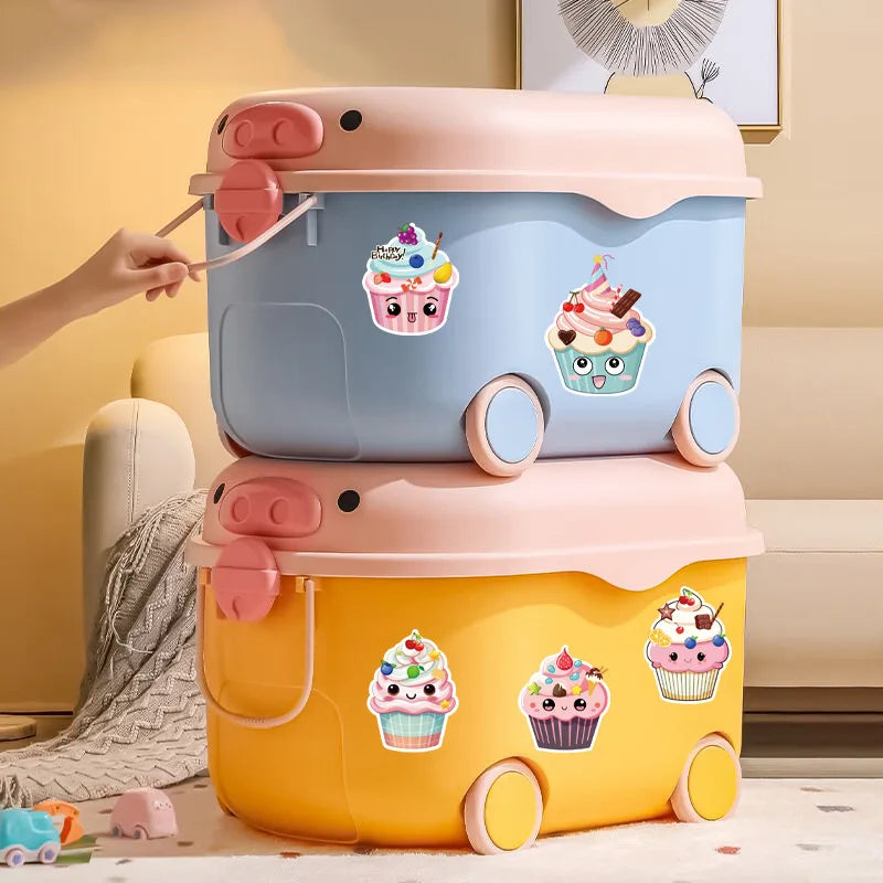 16/24PCS Cute Cartoon Paper Cup Cake Face Changing Stickers Notebook Decoration Waterproof Stationery Children Reward Stickers