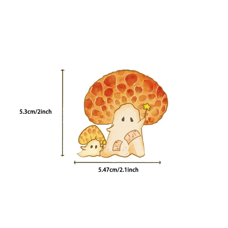 10/30/50PCS Cartoon Mushroom Ghost PVC Sticky Sticker Aesthetic DIY Stationery Decoration Scrapbooking School Supplies for Kids