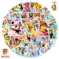 56/112 Pcs Trendy Animal in Doodles Stickers for Stationery Box Phone Laptop Skateboard Helmet Waterproof Stikers