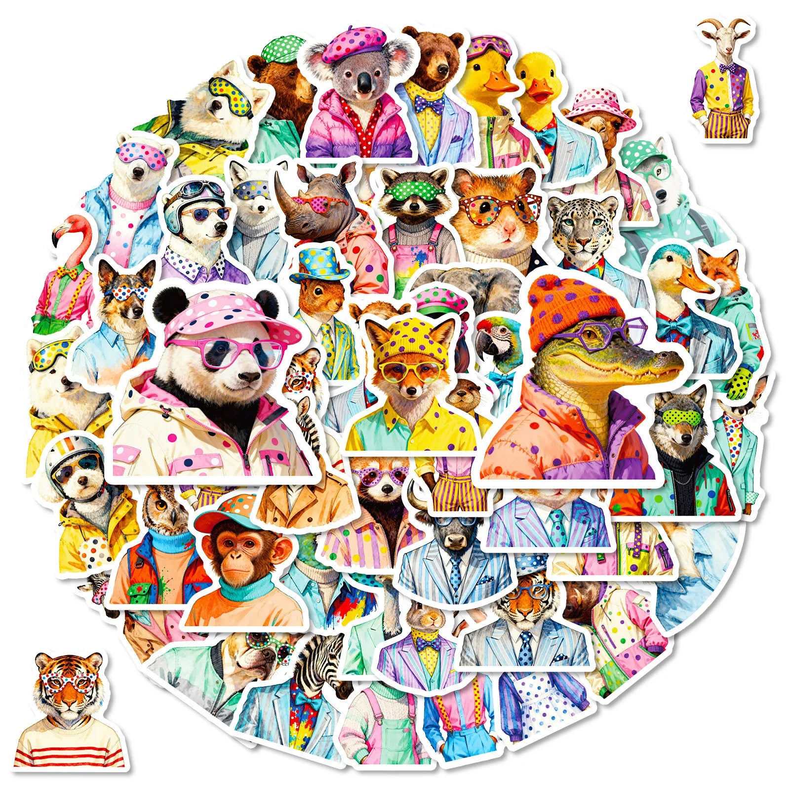 56/112 Pcs Trendy Animal in Doodles Stickers for Stationery Box Phone Laptop Skateboard Helmet Waterproof Stikers