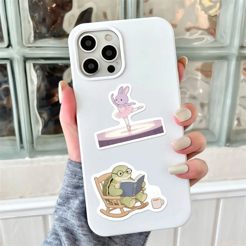 10/30/56PCS Watercolor Animals PVC Sticky Sticker Stationery DIY Children's Laptop Luggage Skateboard Decoration Scrapbooking