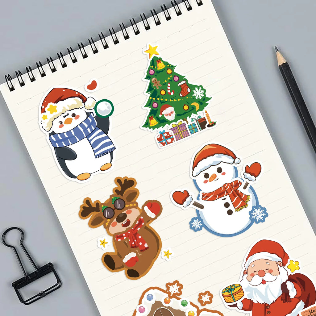 8/16/24PCS Toy Puzzle Stickers Cartoon Christmas Make a Face Stickers DIY Handicrafts Waterproof Stationery Stickers