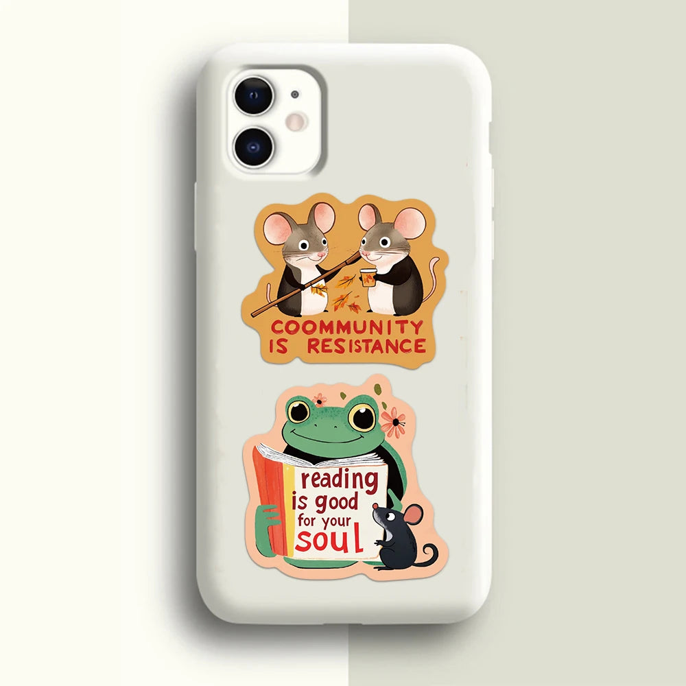 50PCS Inspirational Language Power Cartoon Stickers DIY Scrapbook Phone Case Laptop Tablet Decorative Stickers