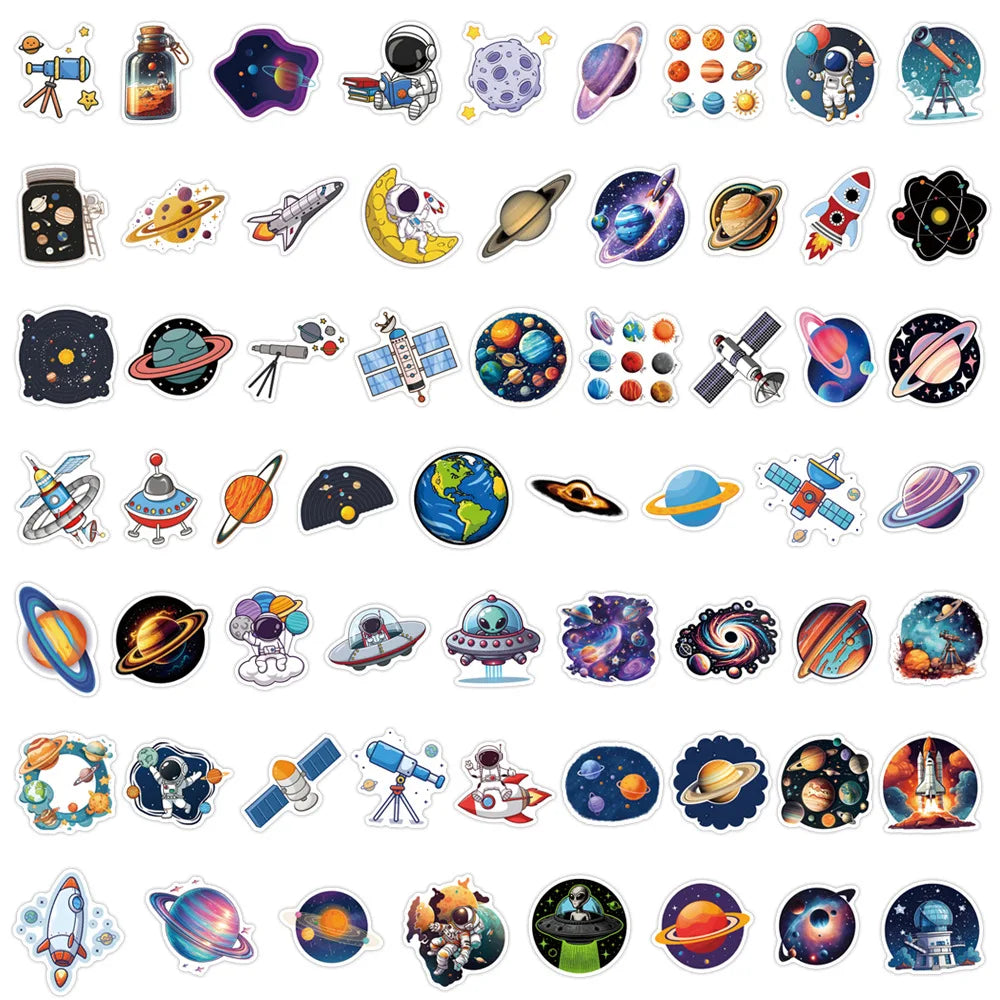 60/120PCS Exploration Universe Cartoon Reward Stationery Graffiti Stickers Luggage Water Cup Scooter Stickers