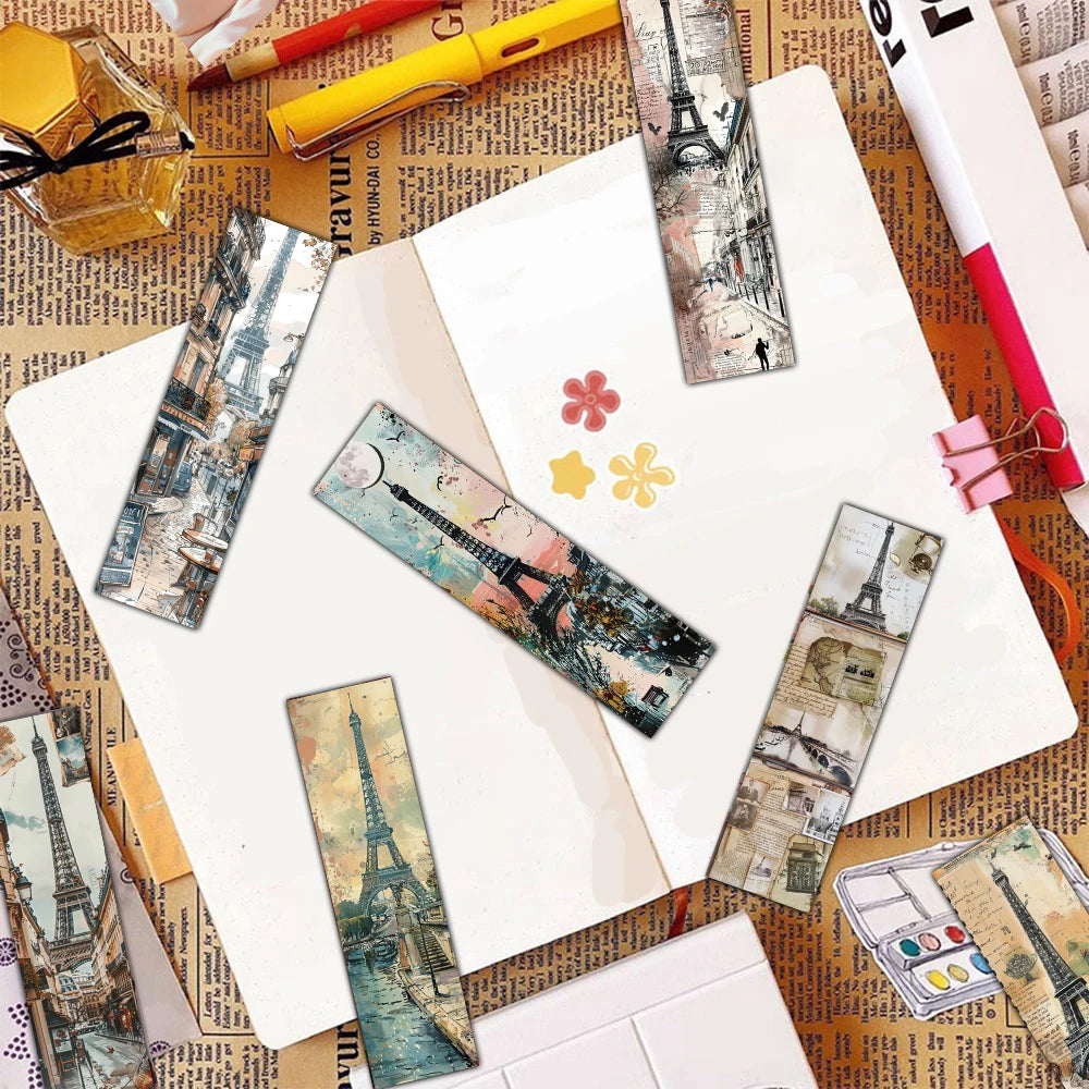 30PCS Romantic Paris Bookmark Laptop Creative Harajuku Home Student Supplies Gifts Reading Book DIY Aesthetic Landscaping Card B