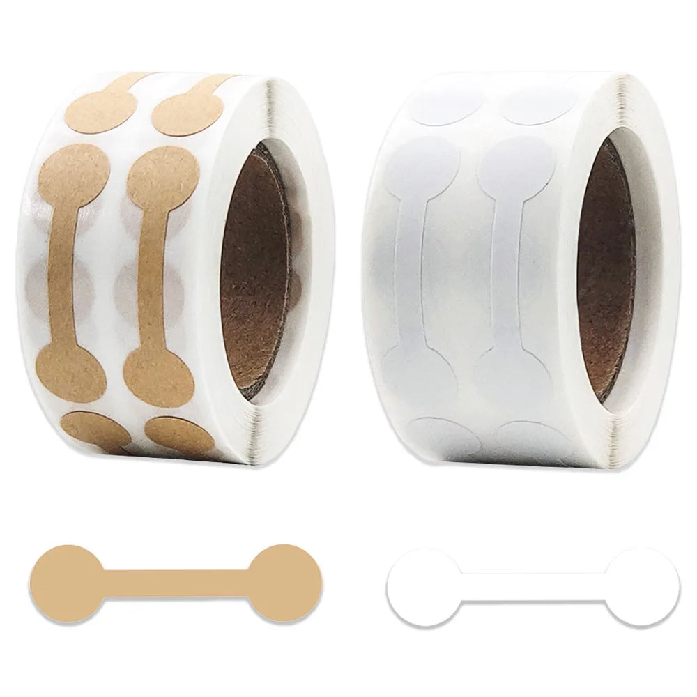 500Pcs/Roll Kraft Paper Jewelry Price Label Stickers DlY Tags Dumbbell Designs for Rings, Necklaces, Earrings & Bracelets