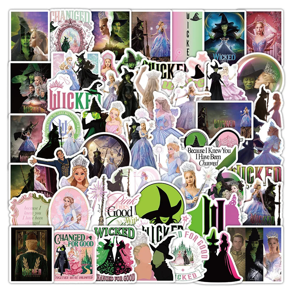 50-Pack Magic Witch Cartoon Graffiti Stickers Waterproof Decals for Phone Tablet Helmet Guitar Decoration Stationery Notebook