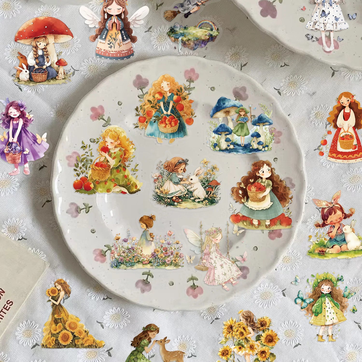 50/100PCS Transparent PET Cartoon Fairy Tale Princess Sticker Pack Waterproof Decorative Guitar Notebook Stationery Stickers