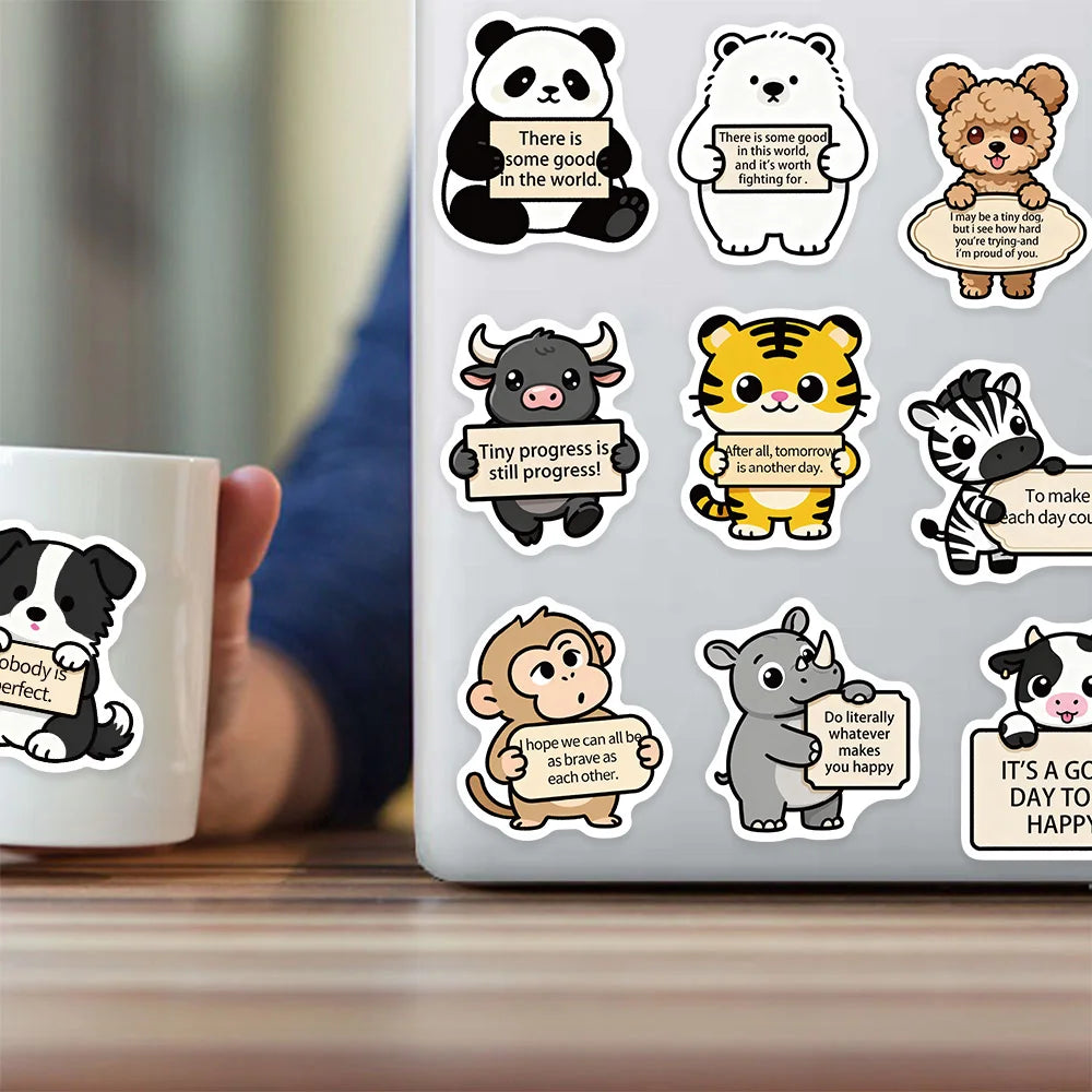 50PCS Funny Emotional Support Graffiti Stickers Fun Cartoon Animal DIY Manual Label Brochure Laptop Tablet Stickers