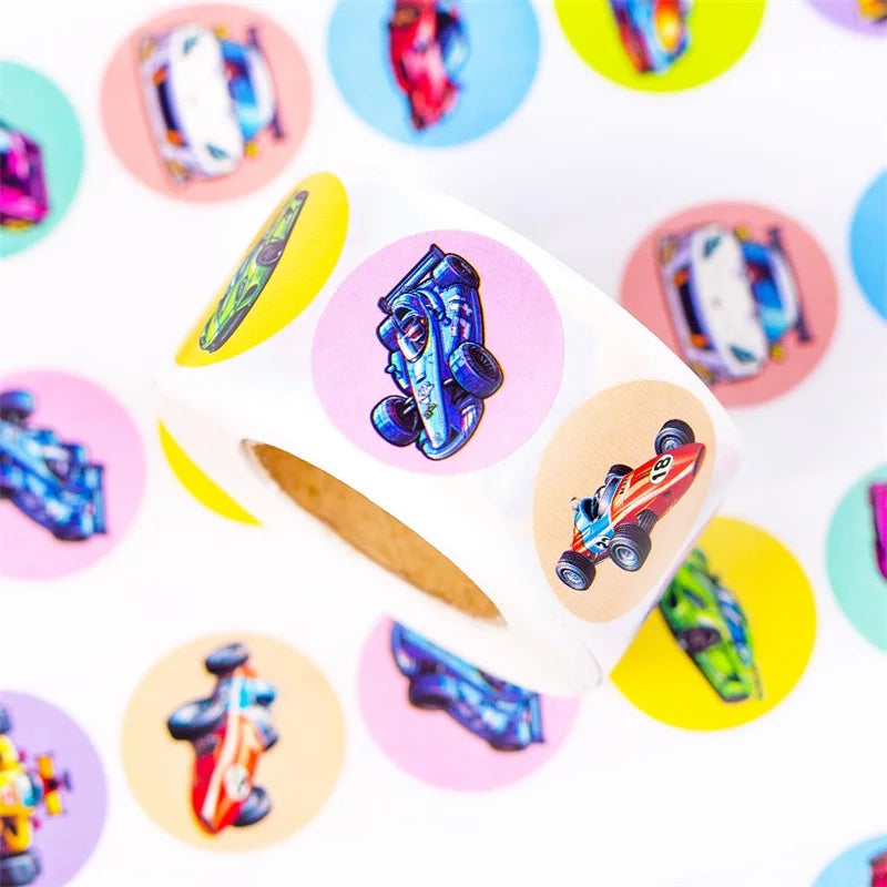 500PCS Cartoon Speed Car Sticky Paper Sticker Labels Thank You Sticker Sealing Stationery Supplies DIY Decoration Scrapbooking