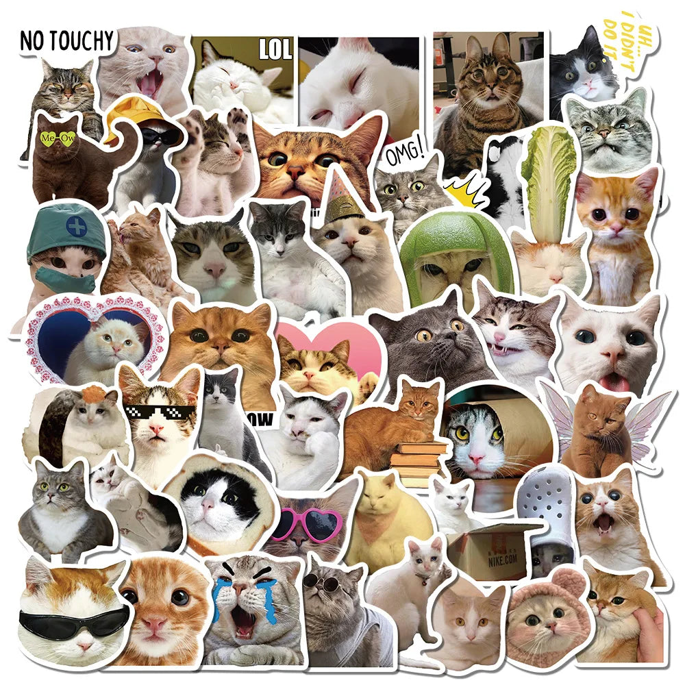50PCS Kawaii Love Cat PVC Sticker Aesthetic Korean Decoration Scrapbooking Stationery School Supplies for Gifts