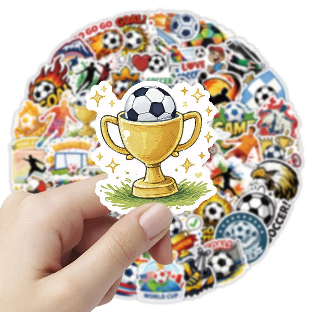 50PCS World Football Stickers, Student Notebook Suitcase Car PVC Waterproof Decorative Art Stickers
