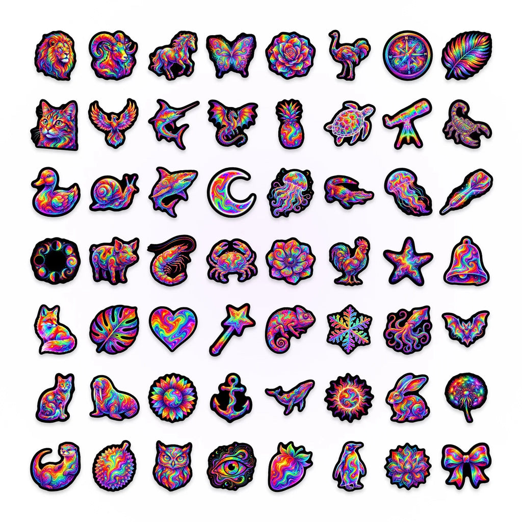 50/100 Pcs HD Rainbow Tie Dye Abstract Art Stickers Waterproof Durable for Phone Case Scrapbook Guitar Scooter Helmet Decals