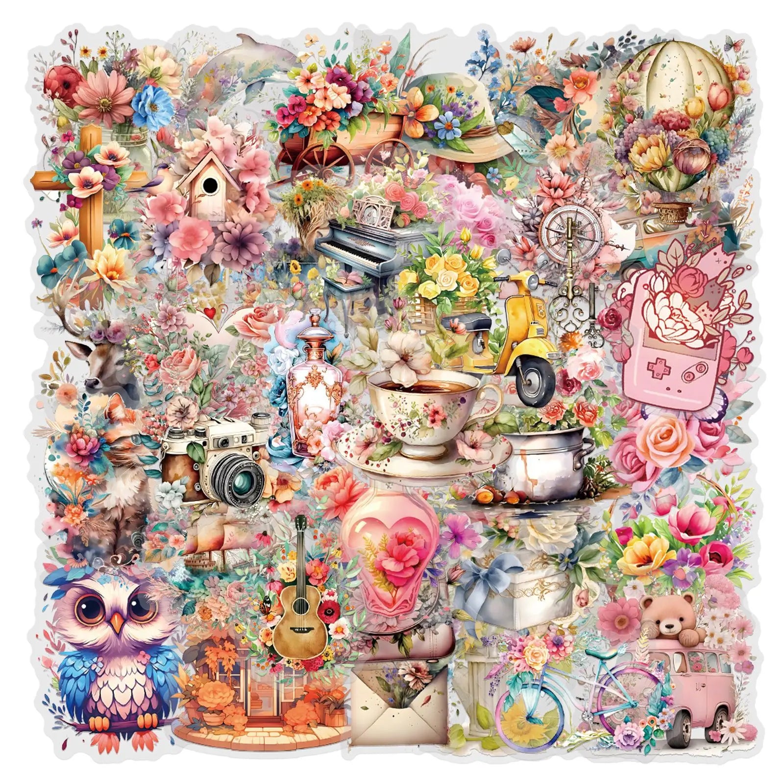58PCS Transparent and Creative Graffiti Stickers for Luggage Water Cups Skateboards Notebooks Stationery Stickers