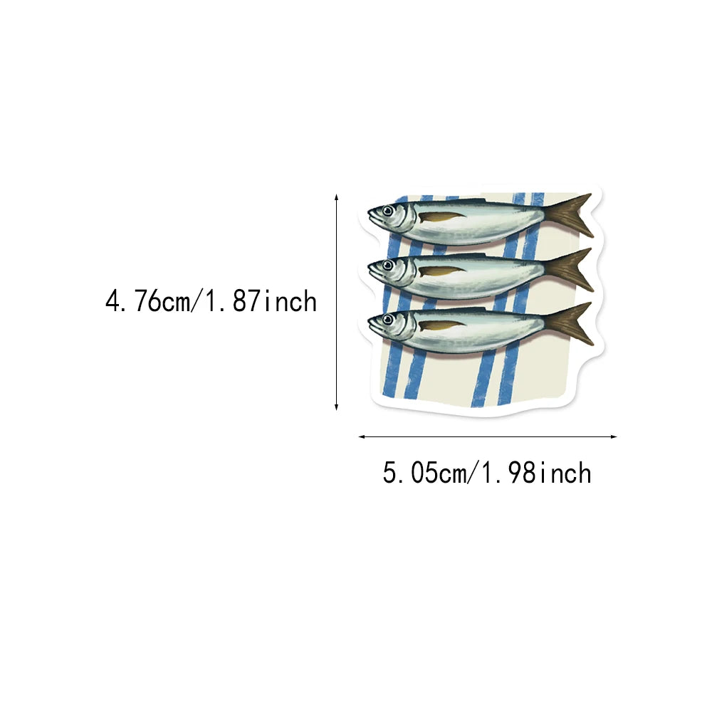 50PCS Cartoon sardine Ocean Funny Sticker Set DIY Brochure Clipper Decoration Notebook Toy Sticker