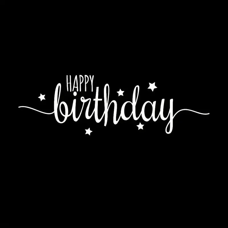 1pc, Happy Birthday Calligraphy with Stars Vinyl Wall Sticker - Perfect for Home and Birthday Event Decoration - Birthday Decor,