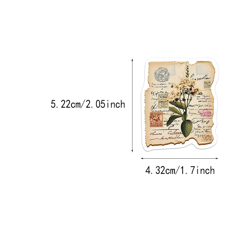 50PCS Vintage Burnt Paper Decorative Stickers DIY Scrapbook Phone Case Laptop Tablet Toy Decorative Stickers