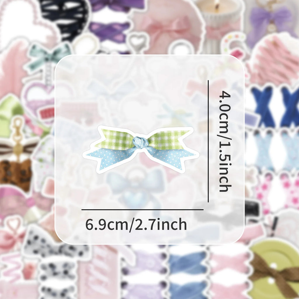 50-Pack Waterproof Butterfly Knots Stickers Cartoon DIY Decorations for Girls Stationery Box Notebook Luggage