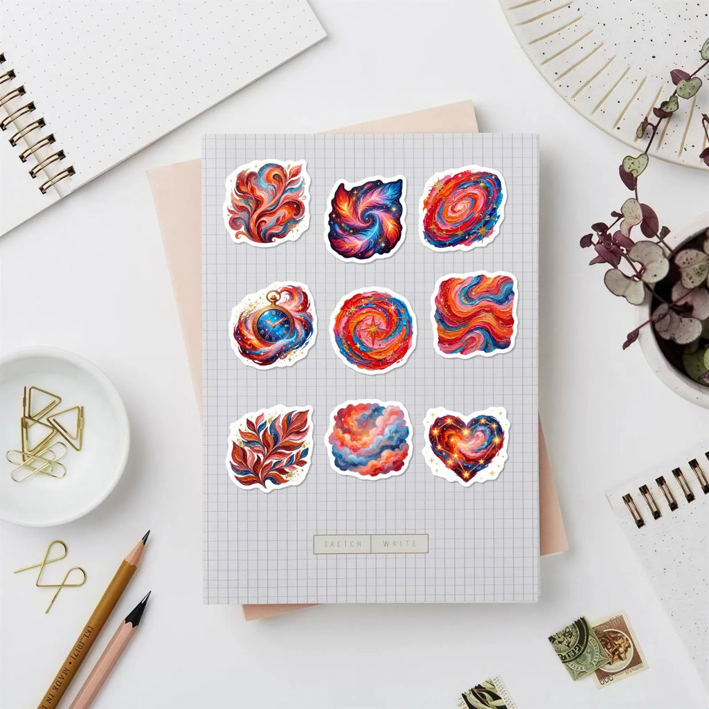 50/100 Pcs Colorful Nebula Dreamy Galaxy Scrapbook Stickers Thick Waterproof for Phone Case Helmet Laptop Bicycle Decals
