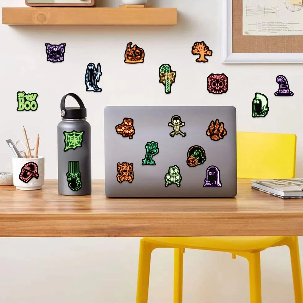 100PCS Cartoon Neon Halloween Graffiti Stickers DIY Decoration Guitar Notebook Luggage DIY Waterproof Stickers