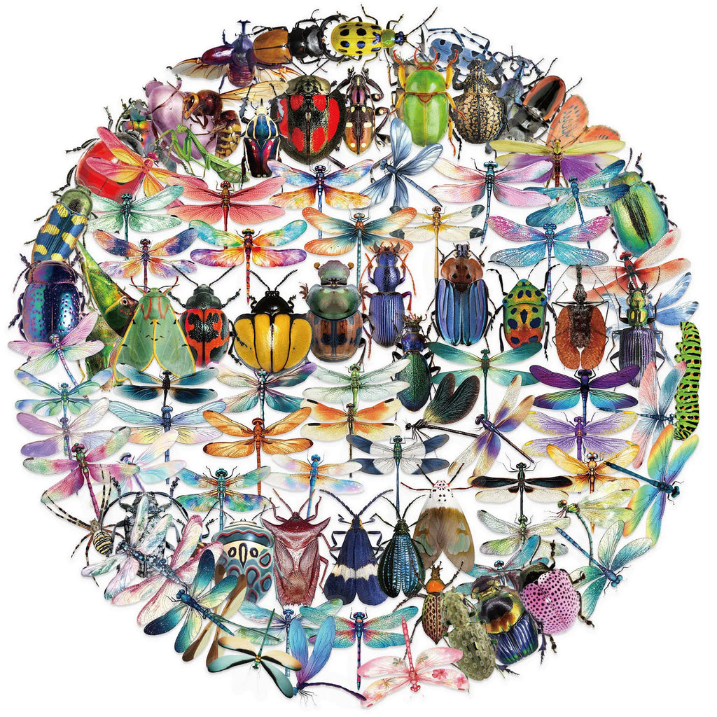 100PCS Colorful Cartoon Insect Dragonfly Stickers DIY Decoration Water Bottles Phone Children Notebook Transparent PET Sticker