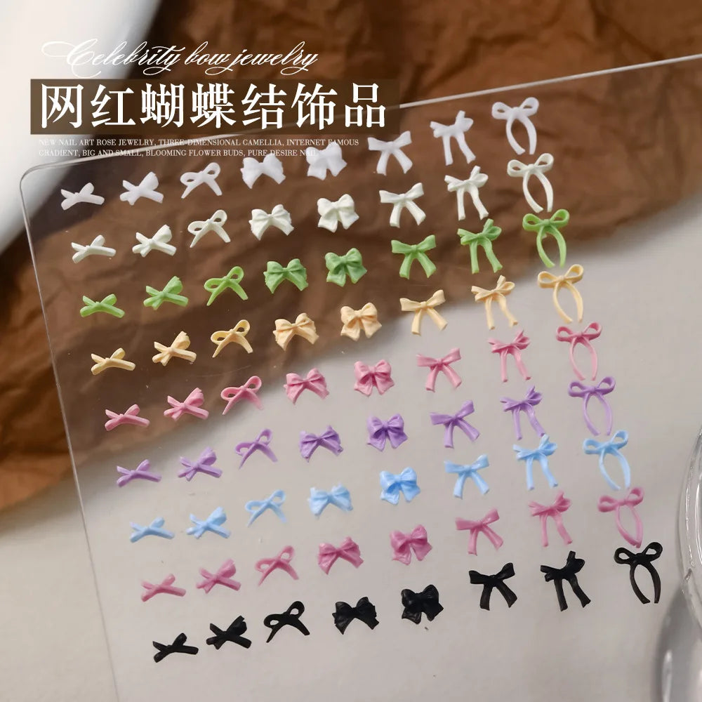 8Styies Bows Design Nail Art Aaccessories Mixed Colors Bow Macaron Cartoon 3D Ribbon Bow tie Resin Nail Charms DIY Manicure Tool