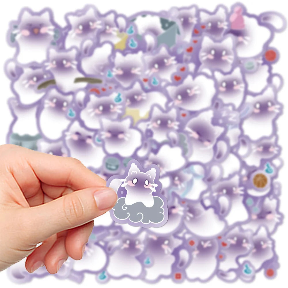 50Pcs Cute Cat Graffiti Stickers Cute Cartoon Animal Notebook Phone Notebook Decorative Stationery Stickers