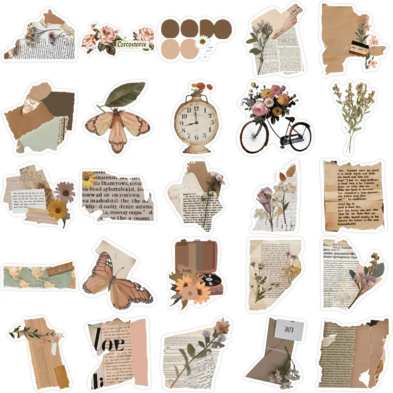 10/30/50PCS Copy Fragments PVC Sticker Aesthetic Children's Korean Stationery School Supplies Decoration Scrapbooking for Kids