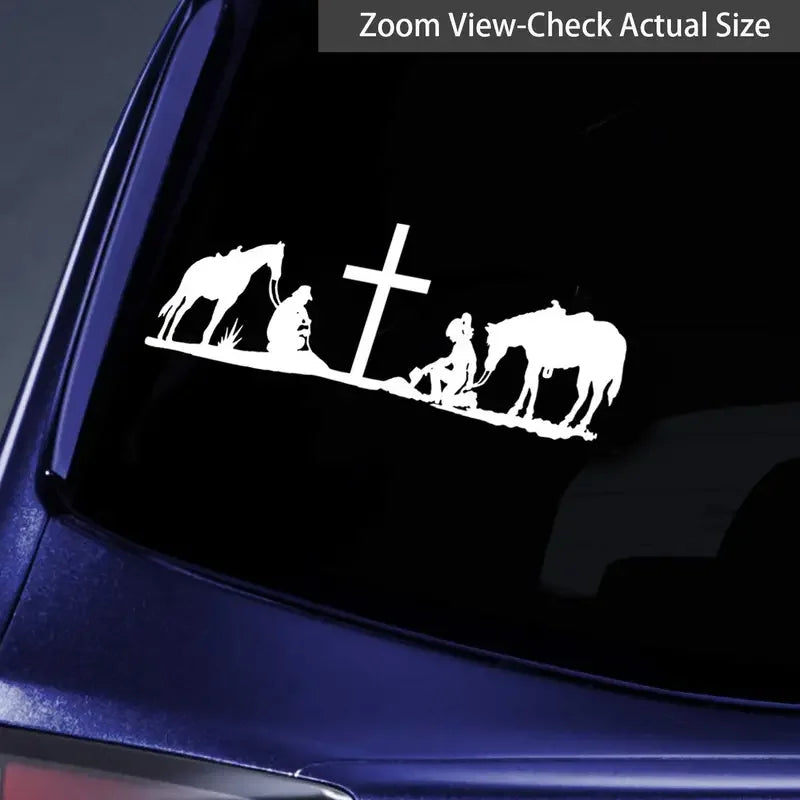 1pc Cowboy Cowgirl Home Rodeo Cross Horse Fashion Car Stickers, For Laptop, Water Bottle, Car, Truck, Auto Accessories, Decals