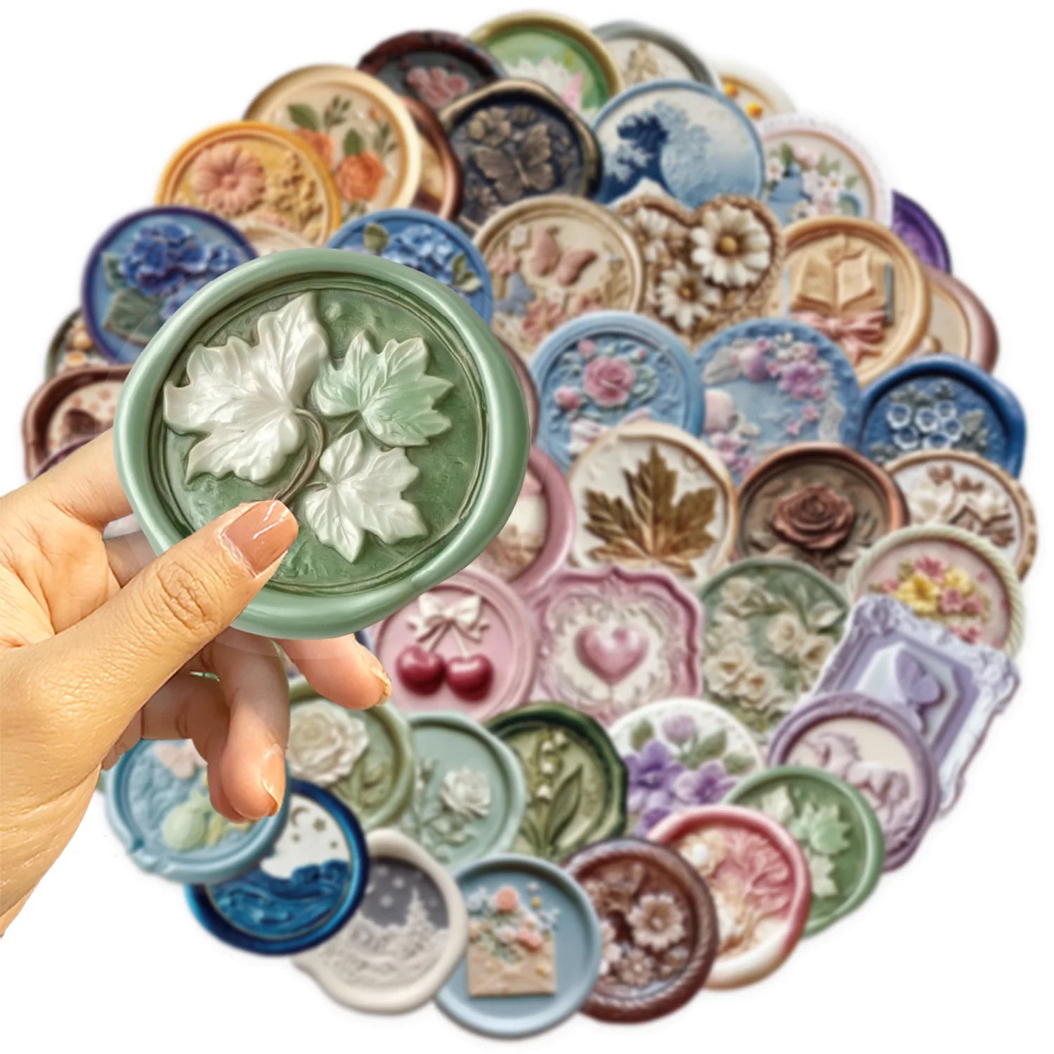 52/104 PCS Transparent Cartoon Relief Stickers Waterproof Transparent PET Decorative Guitar Notebook